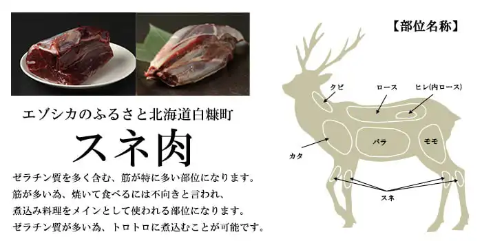 北海道えぞ鹿肉　スネ肉　北のジビエ