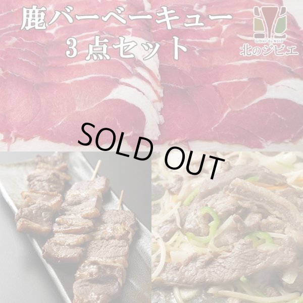 画像1: 鹿肉 バーベキュー3点ジビエセット！(肩スライス300g/バラ焼肉220g/串焼き10本)  お中元/お歳暮 プレゼントギフト (1)