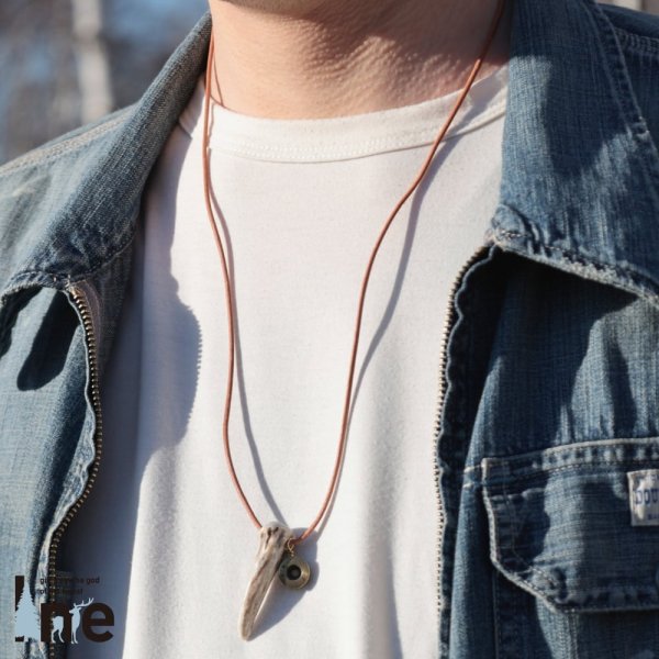 画像2: 鹿角尖端銃弾　ネックレス　手作り1点もの　【ネコポス送料無料】[D-05] (2)