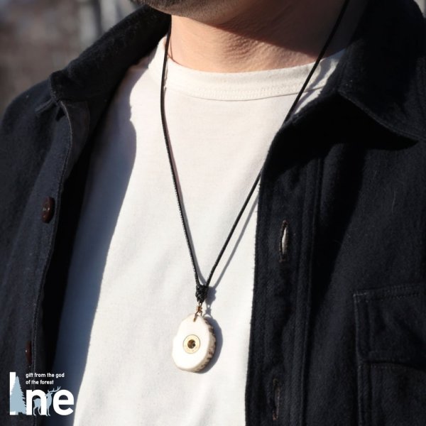 画像2: 鹿角輪切　ネックレス　手作り1点もの　【ネコポス送料無料】[A-06] (2)