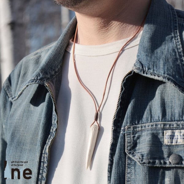 画像2: 鹿角尖端銃弾　ネックレス　手作り1点もの　【ネコポス送料無料】[K-01] (2)